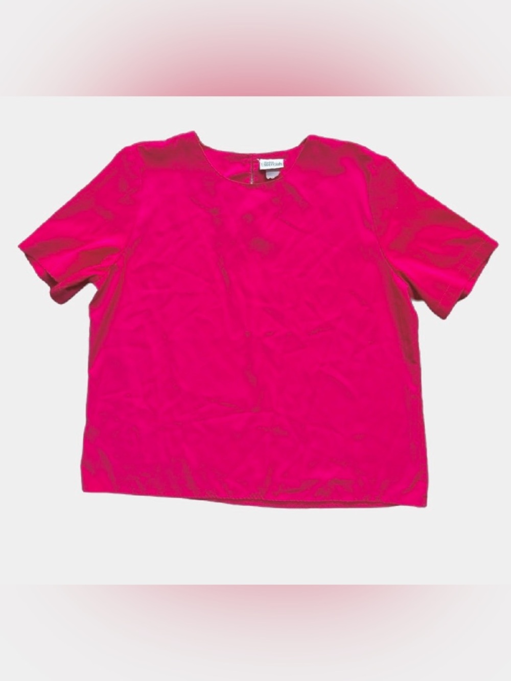 Vintage Bright Pink Satin Short-Sleeve Top